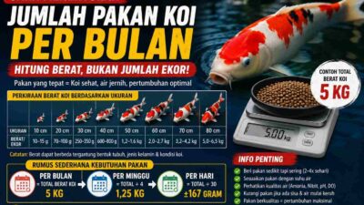 Cara Menentukan Jumlah Pakan Koi per Bulan